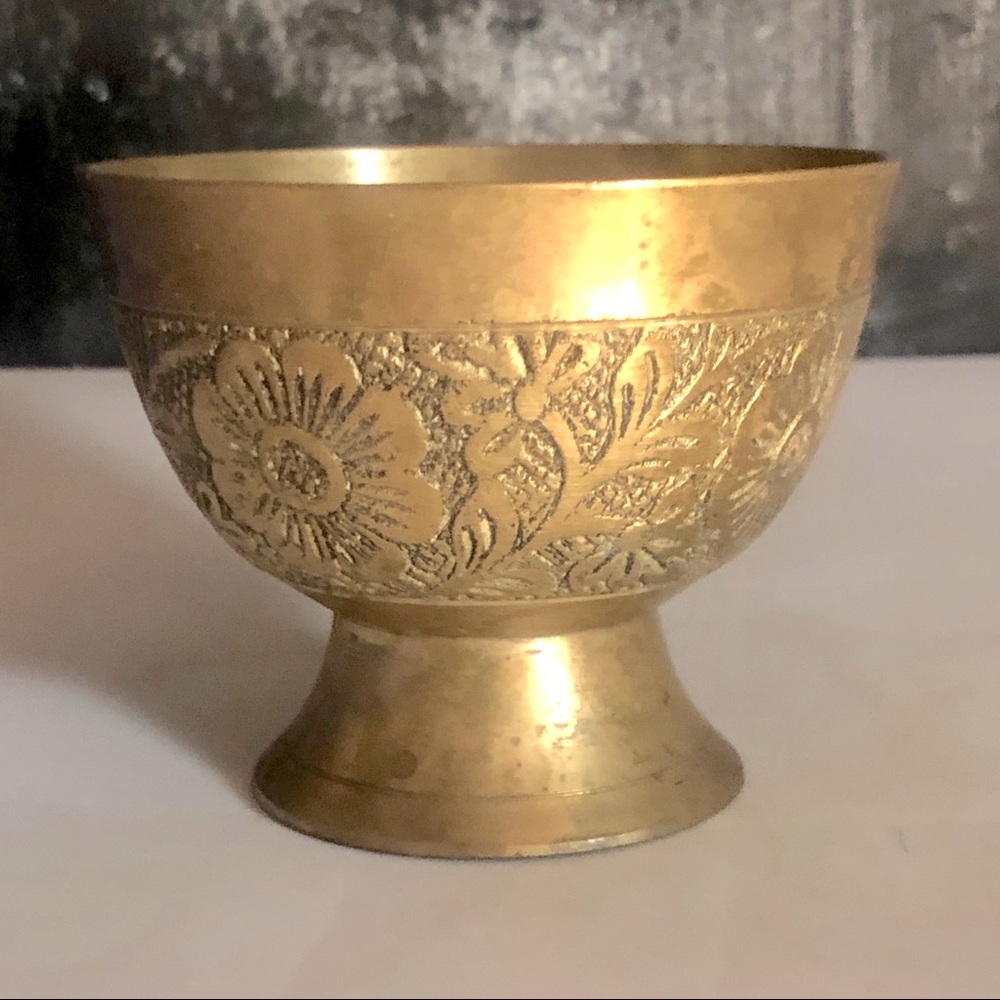 Mini Ornate Brass Goblet
